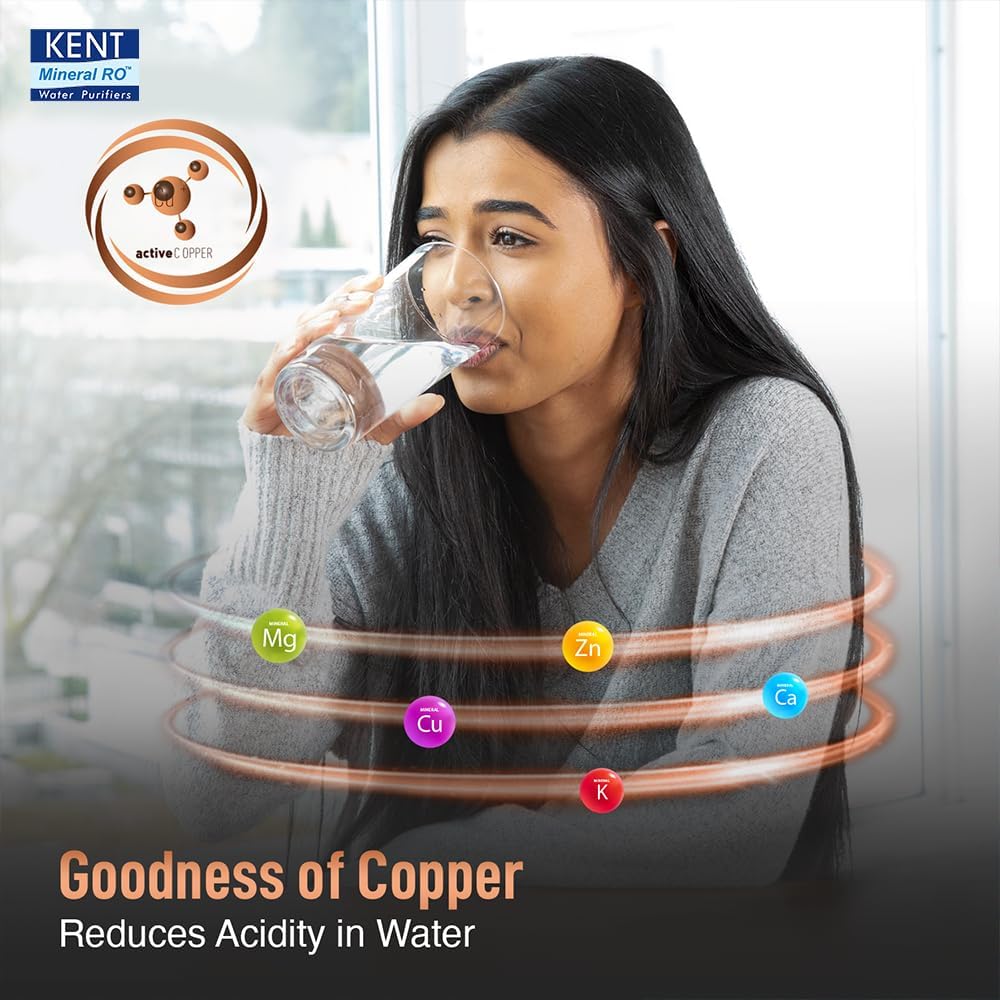 KENT Supreme Plus Alkaline+Copper RO Water Purifier | RO+UV+UF+Alk +Cu+TDSControl+UV LED Tank|Advanced ROTech for SabseShudh Paani |Auto Flush| 8L|20LPH| Ideal for Borewell/Tanker/MunicipalWater|Black