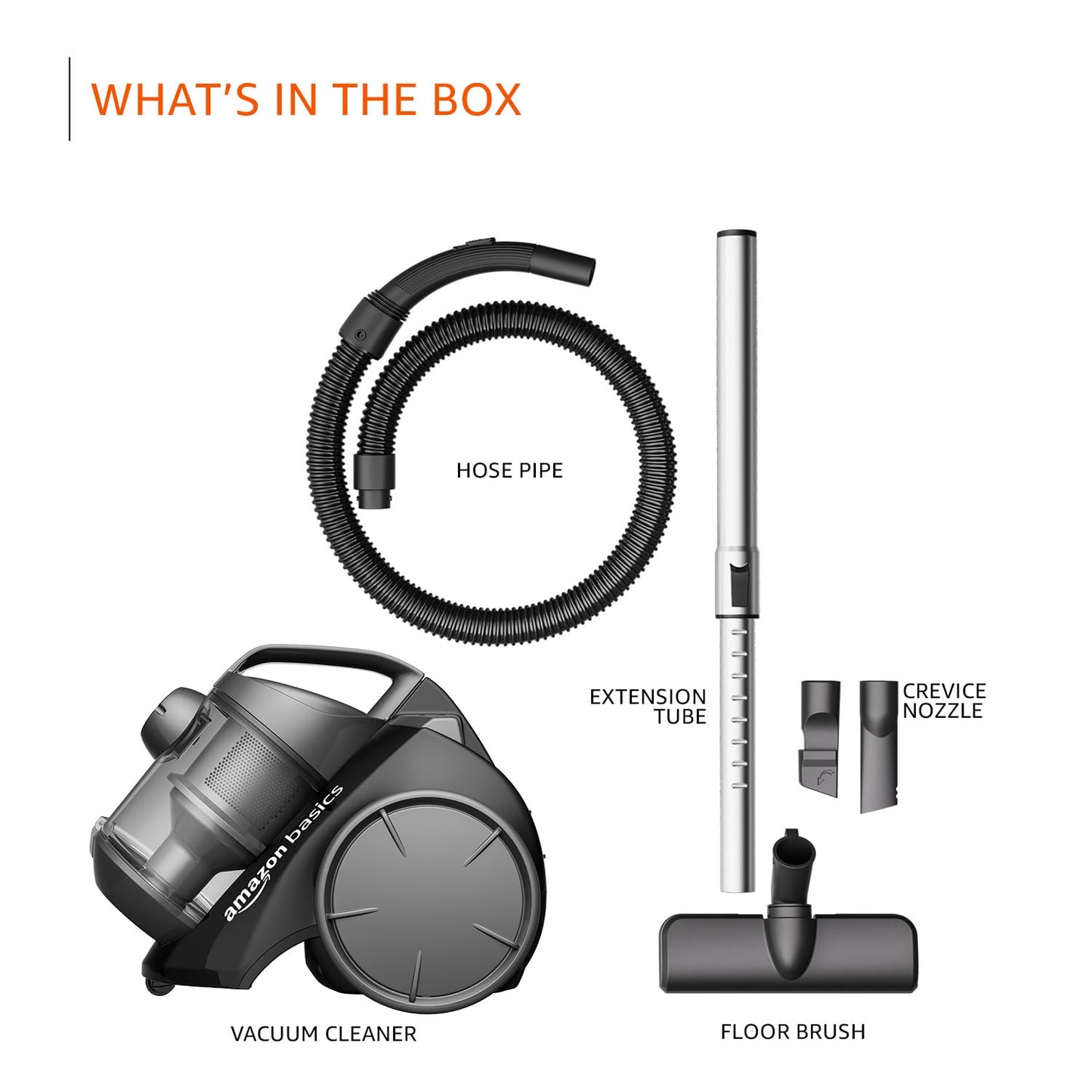 AmazonBasics Cylinder Bagless Vacuum Cleaner with Power Suction, Low Sound, High Energy Efficiency and 1 Years Warranty (2L, Black)