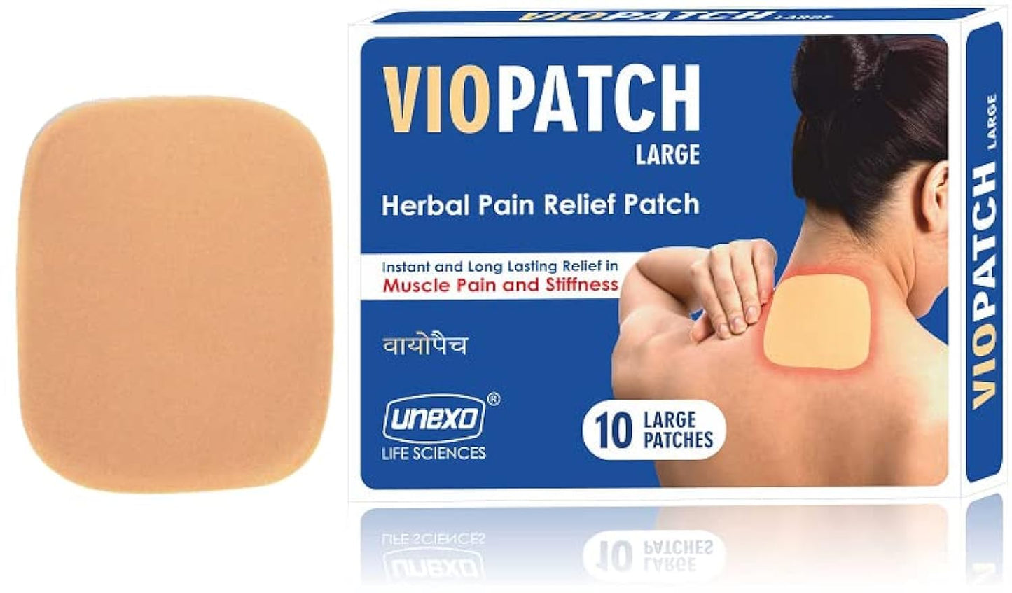 Viopatch Herbal Pain Relief Patch Large - Pack of 10 Patches | Instant Relief from Muscular Pain & Joint Pain| Natural Pain Relief Patches | No Side Effects - Springkart 