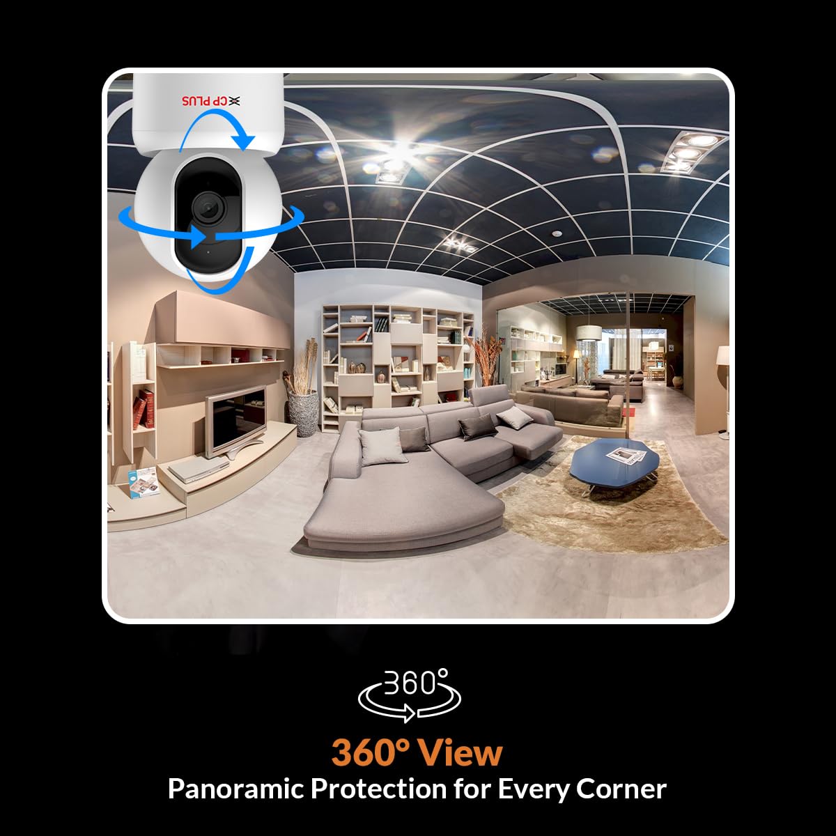 CP PLUS 3MP Full HD Smart Wi-Fi CCTV Camera | 360° Pan & Tilt | CTC Cyber Secure Tech | View & Talk | Motion Tracking | Night Vision | SD Card (Up to 256GB) | Alexa & OK Google | CP-E35Q