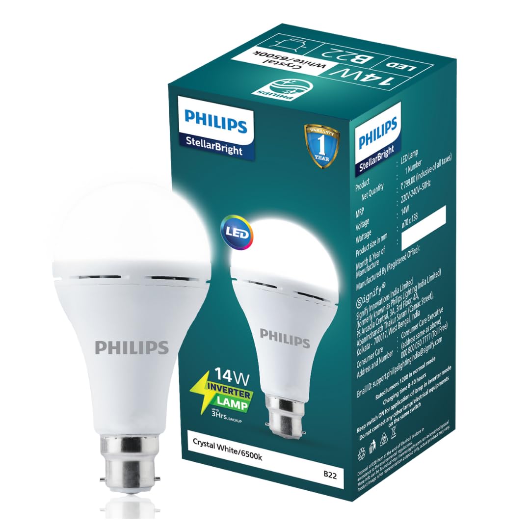 Philips 12W Emergency Bulb | Rechargeable Emergency Bulb for Power Cuts | Backup : 4hrs, Cool Day Light,Pack of 1