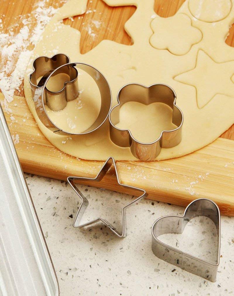 Cookie Cutter Stainless Steel Cookie Cutter with Shape Heart Round Star and Flower (12 Pieces) - Springkart 