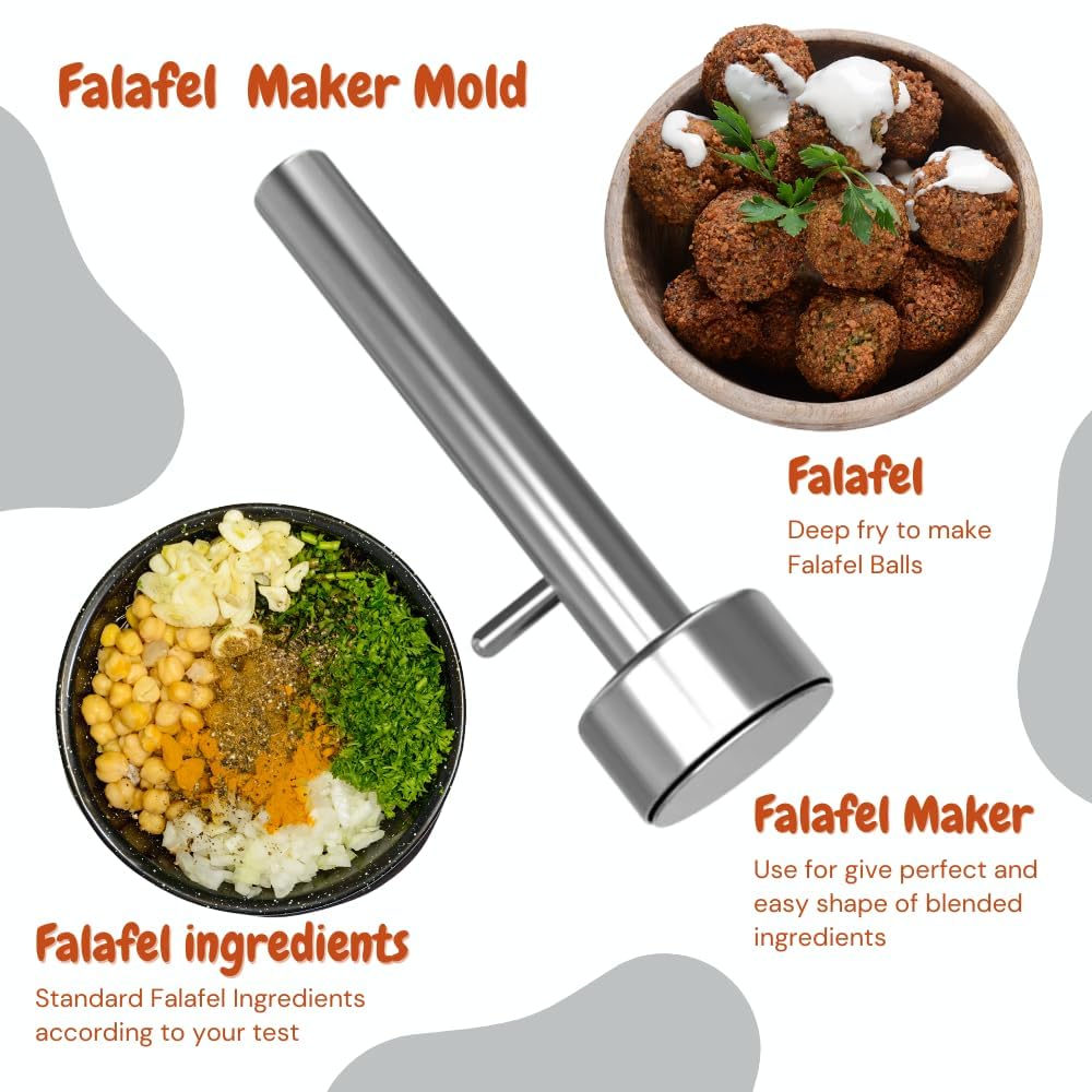 Falafel Maker Press Scoop Stainless Steel Premium Quality Professional Middle Eastern Kitchen Tool Meatball Mold 1.6 Inch (4.1 cm) Diameter