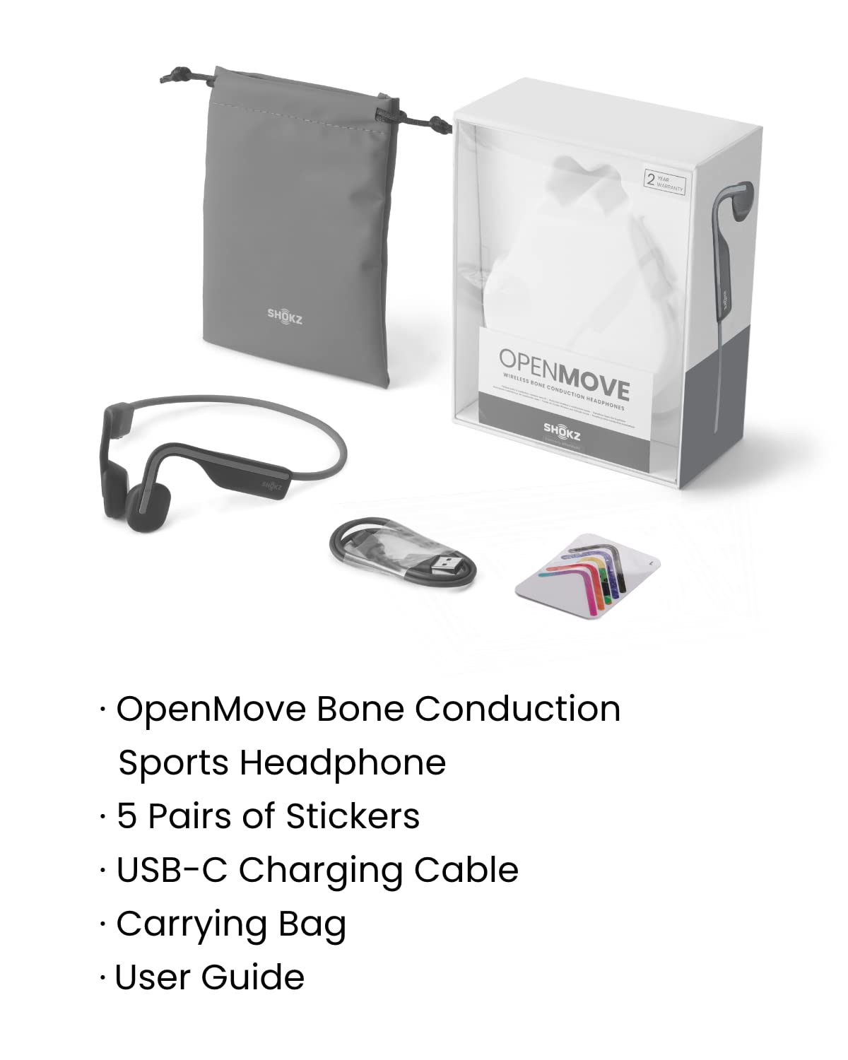 SHOKZ OpenMove Bluetooth Wireless Headphones with Mic, Bone Conduction Wireless Headset with 6H Playtime, IP55 Waterproof Sports Headphones for Running, Workout, Cycling (Slate Grey)