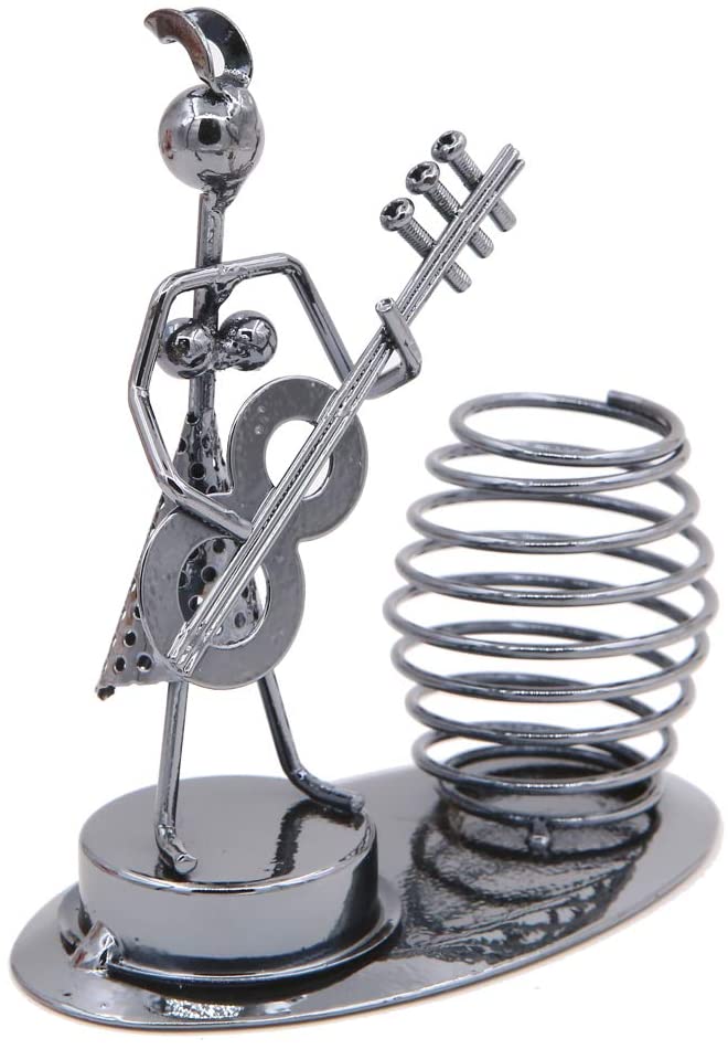 Girl Musician Playing Bass Guitar Pen Stand Showpiece - Springkart 