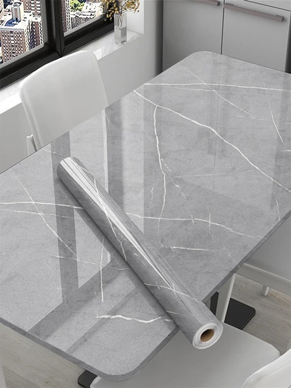 Beflix® Marble Peel and Stick Wallpaper for Home Decor, Waterproof Self-Adhesive Wall Stickers for Kitchen, Bathroom, Living Room – Wall Paper (60X200 CM) (Grey)