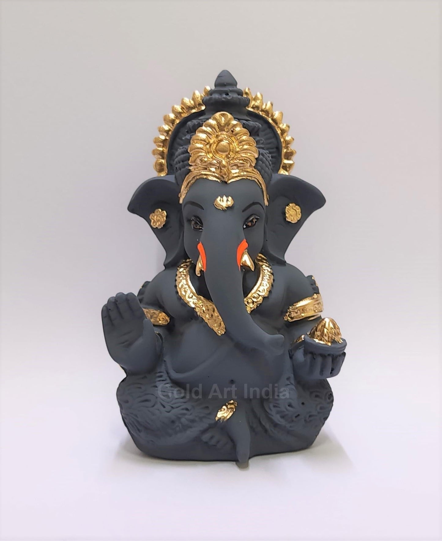 Gold Art India Mango Terracotta Finish Ganesha for Car Dashboard Home Decor Gifting Diwali Birthday Festivals 3.5 x 2 Inches