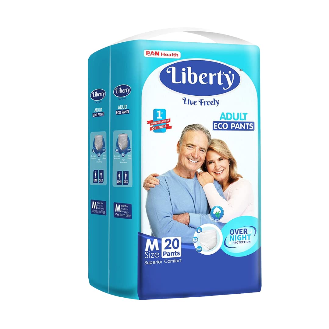 Liberty Eco Adult Diaper Pants, Large (L) 20 Count, Waist Size (75-140cm | 30-55 inches), Unisex, High Absorbency, Leak Proof, Overnight Protection, Pack of 1 - Springkart 