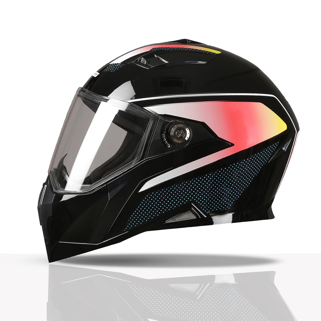 TVS Racing Anti Matter Full Face Helmet for Bike & Motorcycle Riders-DOT & ISI Certified-Lightweight ABS Shell, UV Resistant-Ventilated Comfort Liner, Quick-Release Visor & Chin Strap