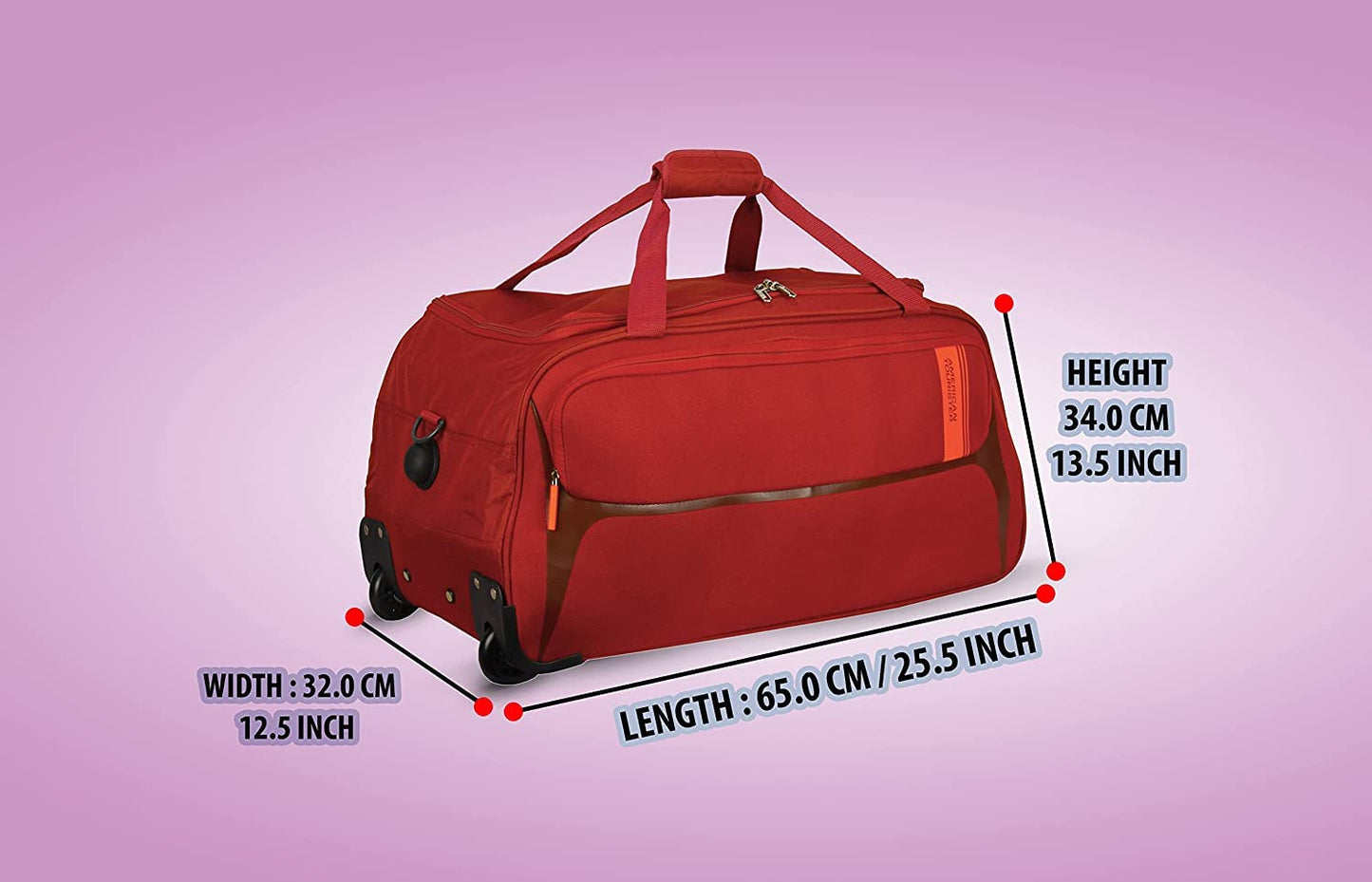 American Tourister Polyester 65 Cms Travel Wheel Duffle Carry-On Luggage (Red), 32 Centimeters
