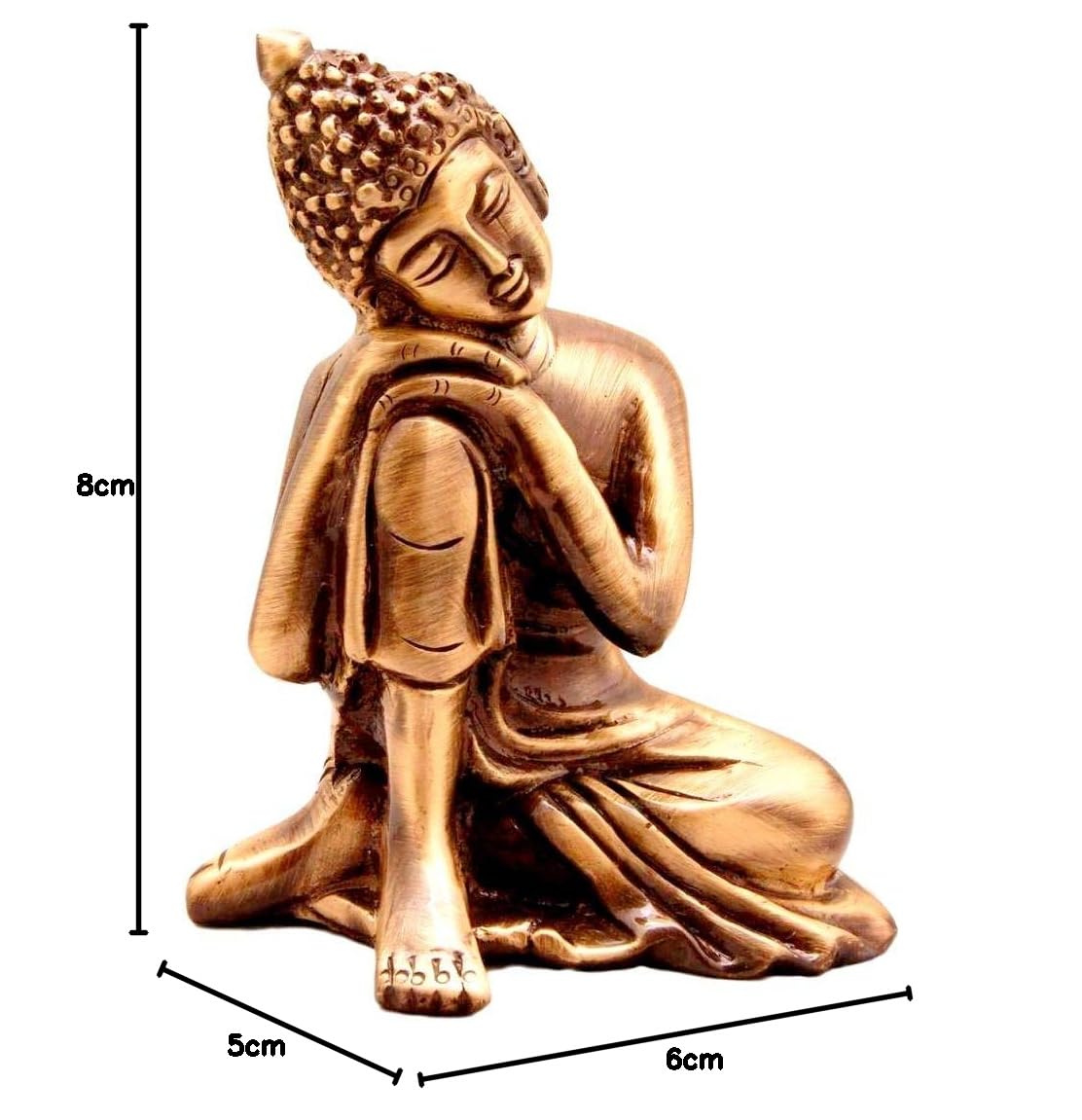 Buddha Showpiece for Home Decor | Brass Resting Buddha Statue for Living Room, Office Table | Tibetan Decorative Items, Antique Idol & Figurine for Room Decor | Housewarming Gifts