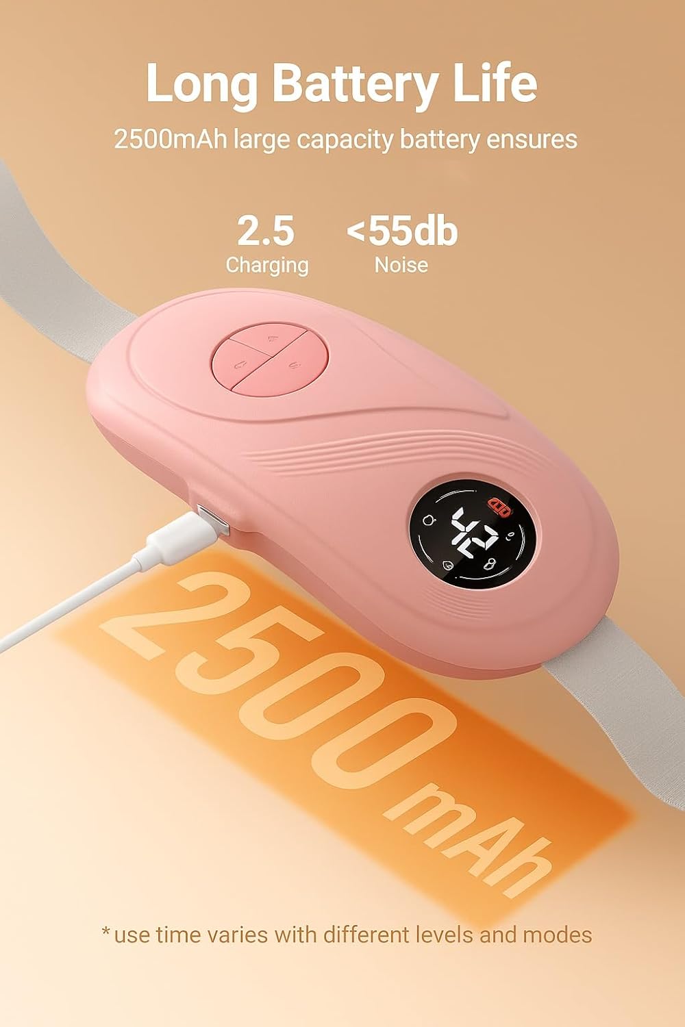 BRONTIX Period Cramp Relief Massager With 6 Modes Heating Pad For Back Pain, Crampfree-Period Cramp Relief Heater And Massager, Works As Periods Pain Relief Products, Rose