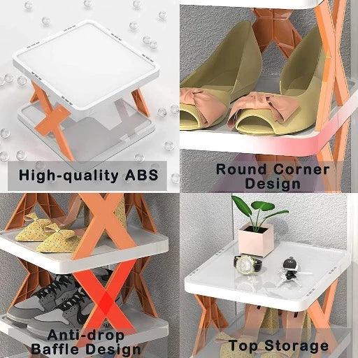 Smart Shoe Rack with 4 Layer(Buy 1 Get 1) Shoes Stand Multifunctional Entryway Foldable & Collapsible Door Shoe Rack Free Standing Heavy Duty Plastic - Springkart 