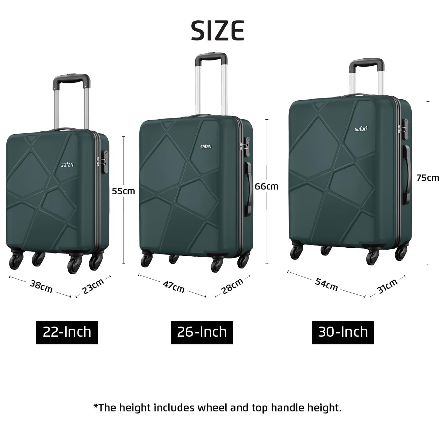 Safari Pentagon Set of 2, Cabin & Checkin Trolley Bags Hard Case Polypropylene 4 Wheels 360 Degree Wheeling System Luggage, Travel Bags, Suitcase for Travel, Trolley Bags for Travel, Dusk Green