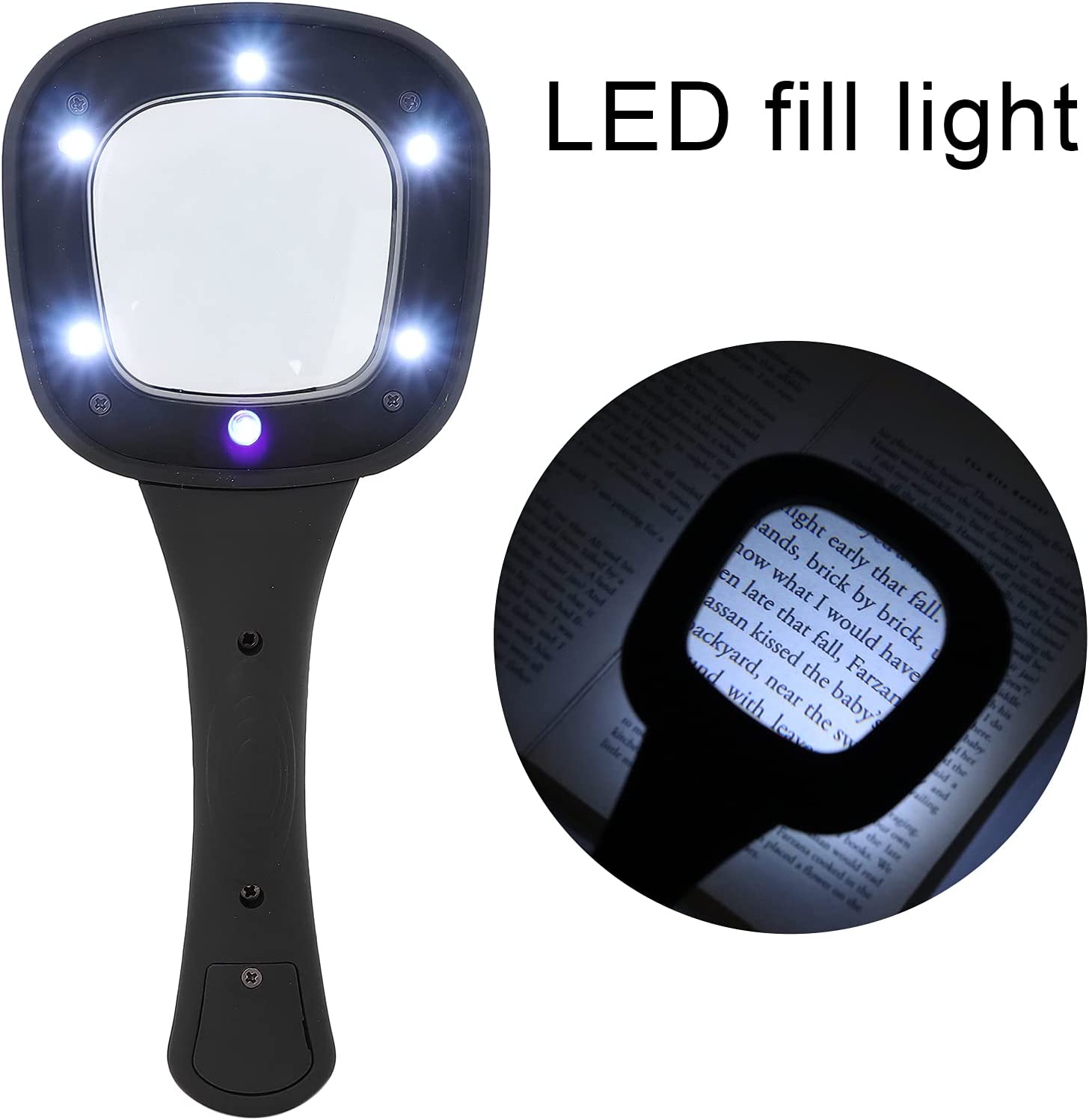 Handheld Magnifying Glass 6 LED Illuminated Lighted Magnifier for Seniors Reading, Soldering, Inspection, Coins, Jewelry, Exploring - Springkart 