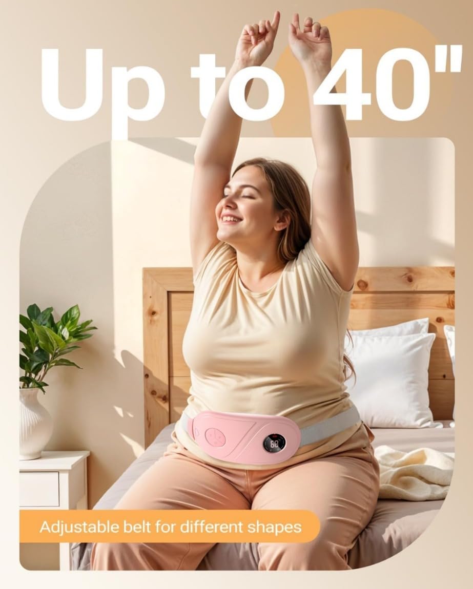 BRONTIX Period Cramp Relief Massager With 6 Modes Heating Pad For Back Pain, Crampfree-Period Cramp Relief Heater And Massager, Works As Periods Pain Relief Products, Rose