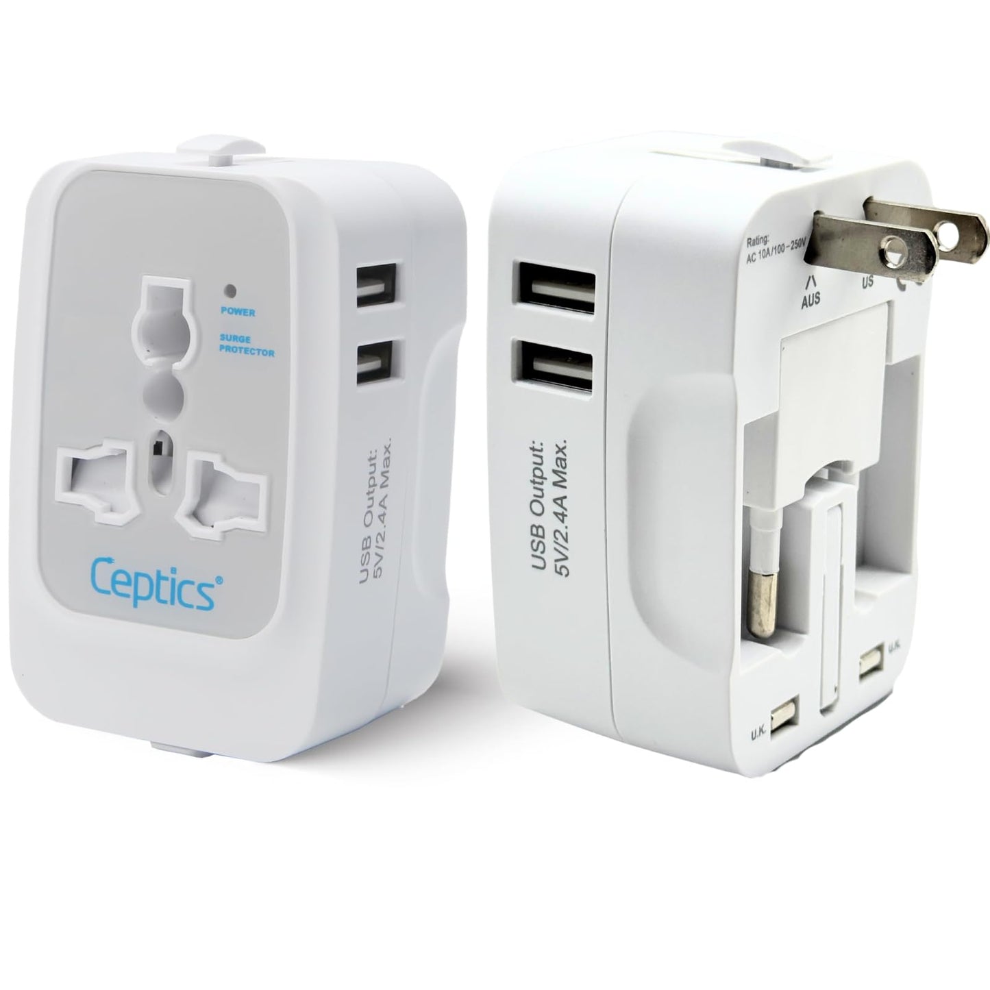 Ceptics UK Adapter for Indian Pins, India to UAE, Hong Kong, Dubai, UK Plug - Type G - Perfect for Laptop, Camera, Chargers - CE - RoHS - 3 Pack -White- Lifetime Limited Warranty