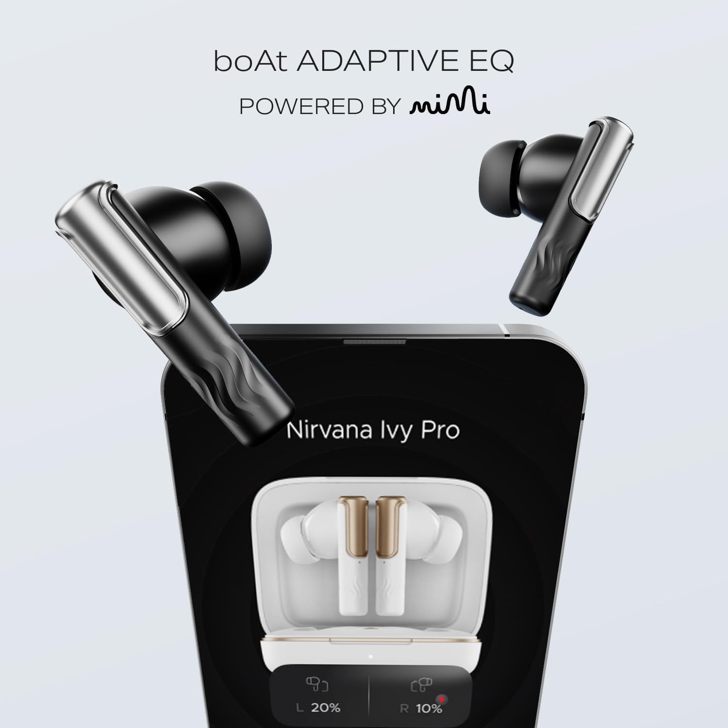 boAt Nirvana Ivy Pro (2025 Launch), Dolby Atmos w/Head Tracking, 52dB Hybrid Adaptive ANC,Hi-Res LDAC, Titanium Dual Drivers, Bluetooth Earbuds, TWS Ear Buds Wireless Earphones w/mic (Crystal Black)