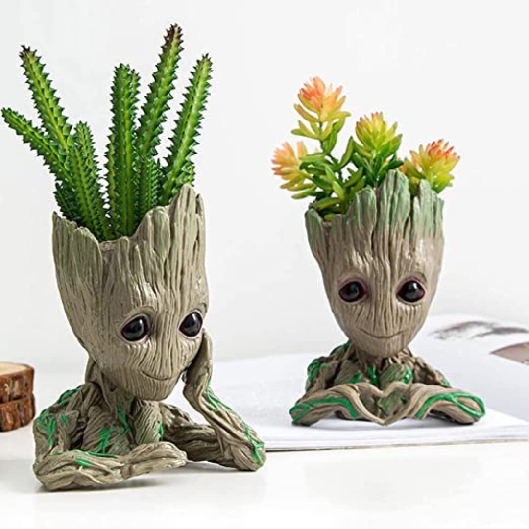 Zesta Groot Pen Stand/Groot Flower Pot Gift for Men/PVC Decorative Items for Office or Home 16 Cms Desk Decor - GR0002 - Springkart 