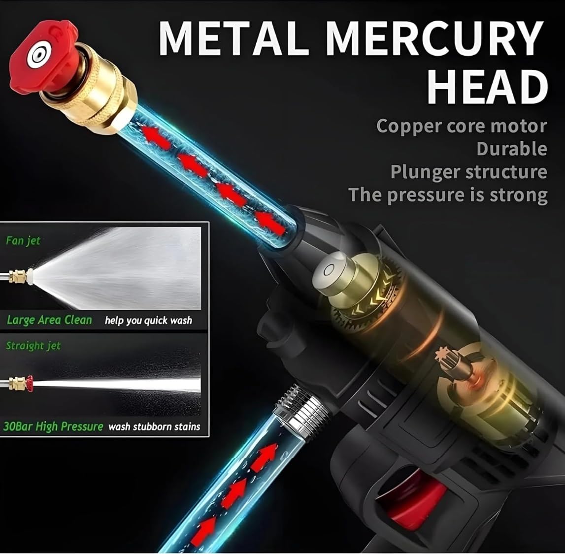 ROMINO Car Washer High Pressure Gun, Portable Pressure Washer 48V 12000mah High Pressure Water Spray Gun for Car Wash Bike Washing Cleaning with Adjustable Nozzle and 5M Hose Pipe (2 Batteries)