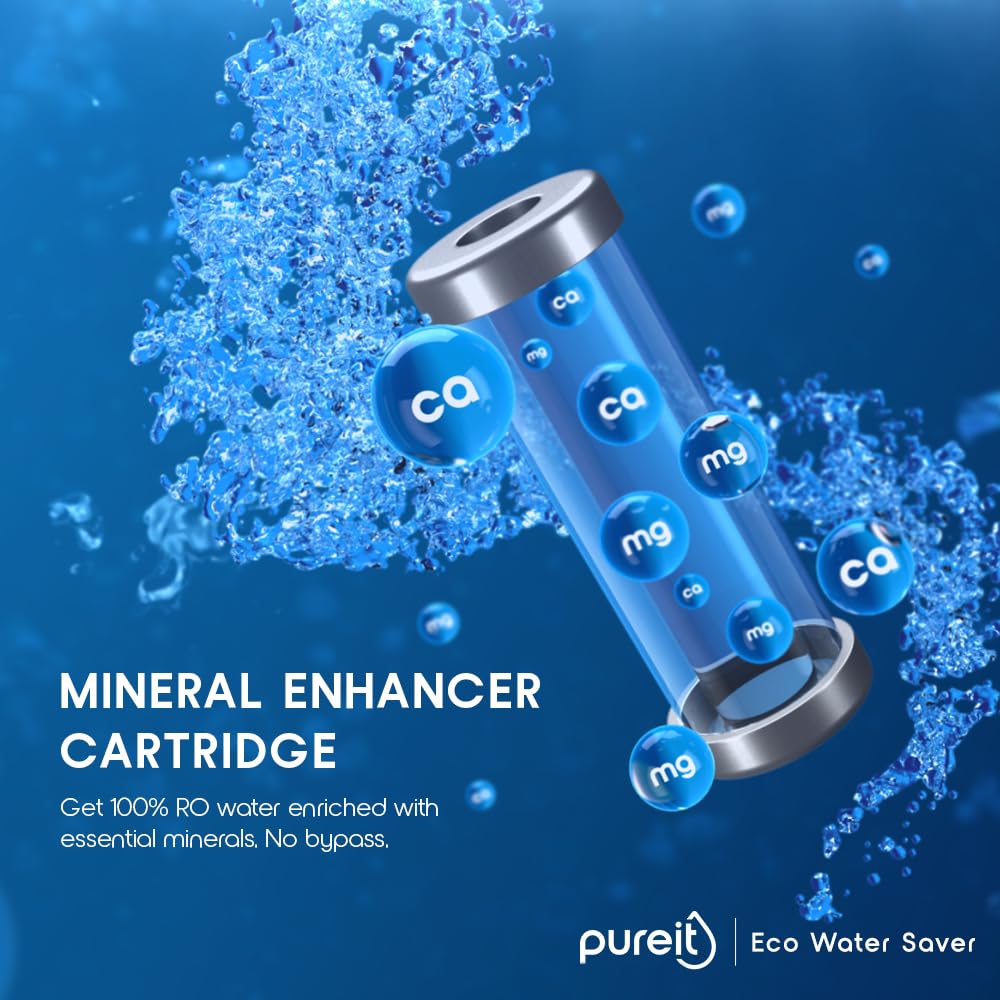 Pureit Eco Water Saver RO+UV+MF+Mineral | INR 1000 Off on Exchange | 7 stage | 10L | Upto 60% Water Savings | Suitable for Borewell, Tanker & Municipal Water | Table Top | Wall Mountable |Black
