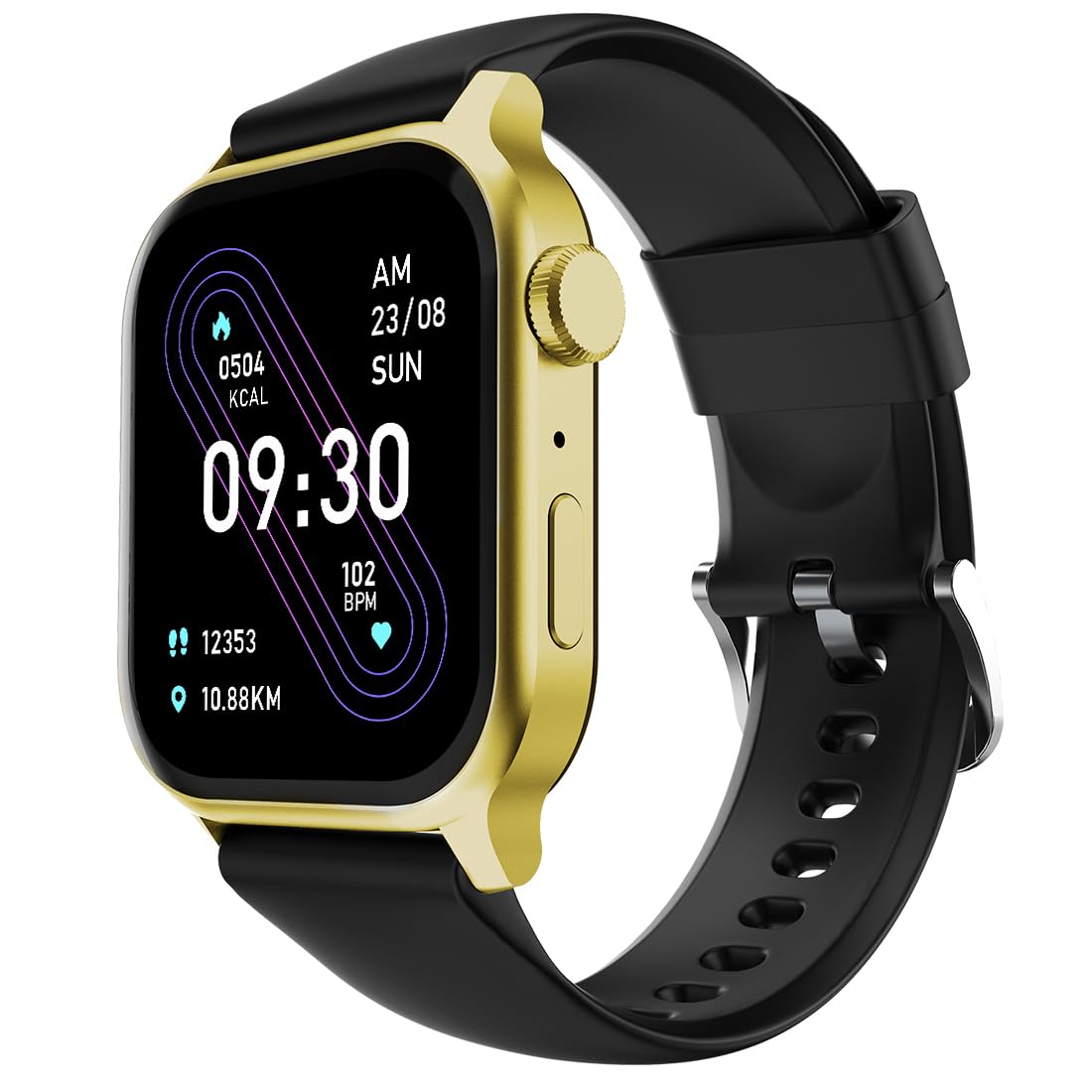 Fire-Boltt Rise Smart Watch 1.85″ with Bluetooth Calling, AI Voice Assistant, Rotating Crown, SpO2 & Heart Rate Monitor, 123 Sports Modes, IP67 Waterproof Metal Smartwatch for Men & Women - Black