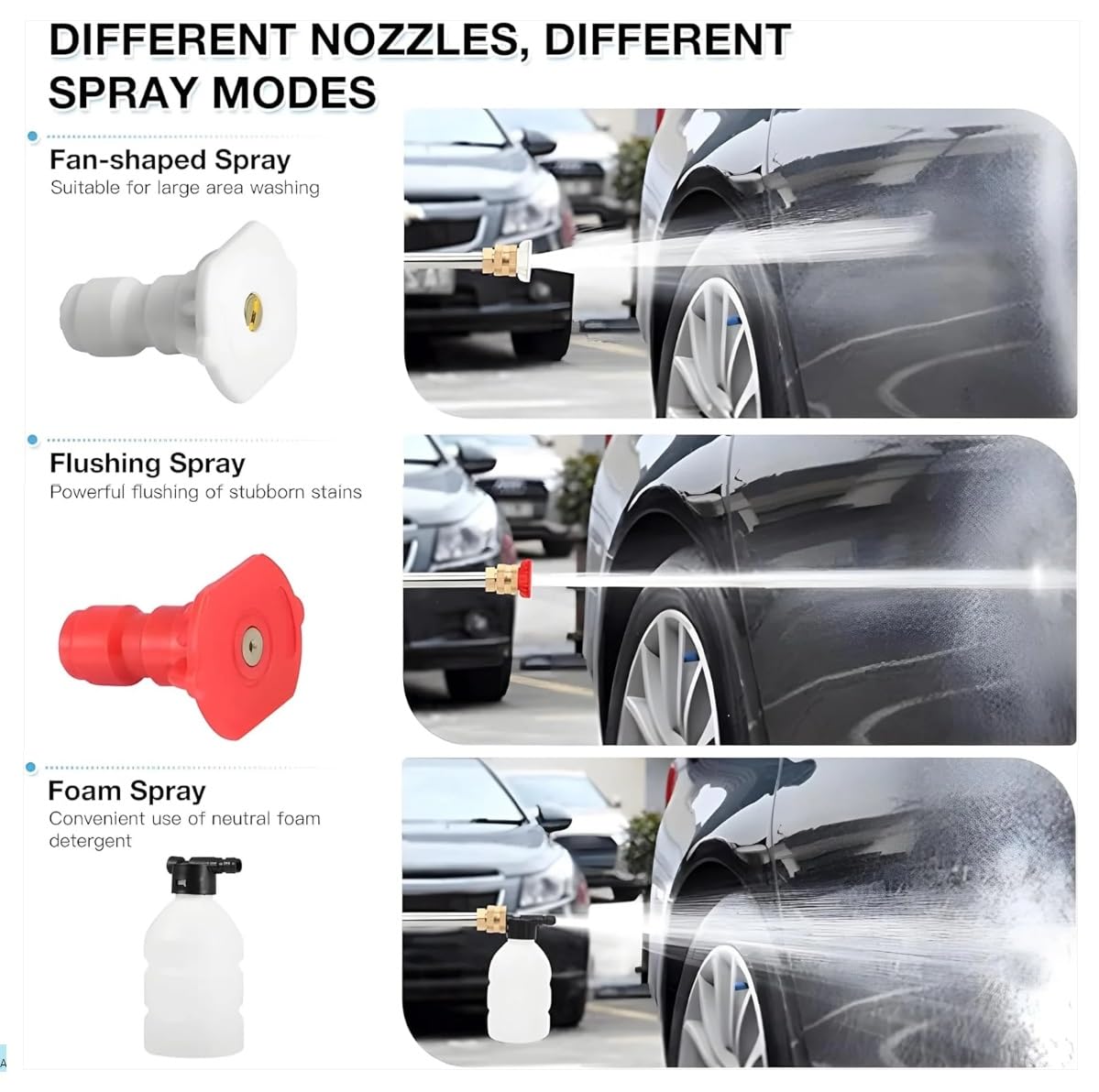 ROMINO Car Washer High Pressure Gun, Portable Pressure Washer 48V 12000mah High Pressure Water Spray Gun for Car Wash Bike Washing Cleaning with Adjustable Nozzle and 5M Hose Pipe (2 Batteries)