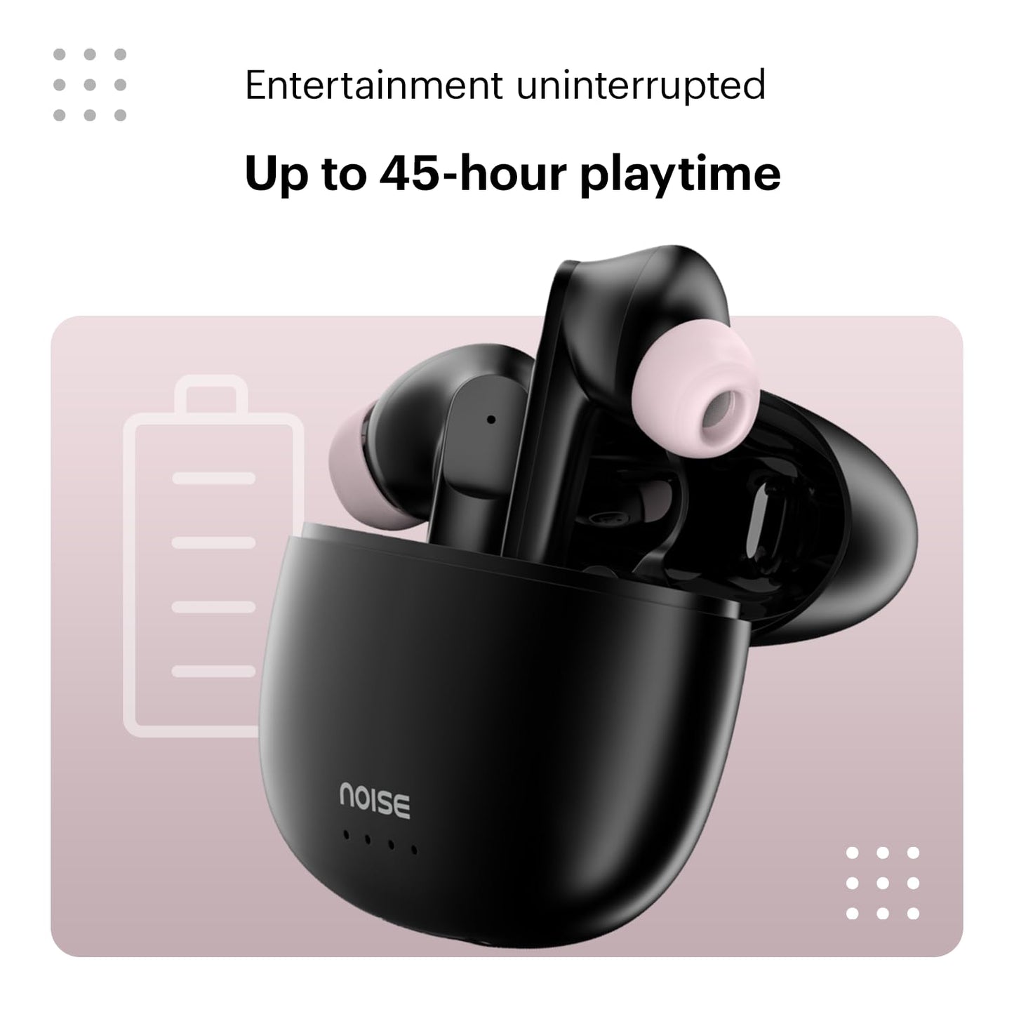 Noise Buds VS104 Truly Wireless Earbuds with 45H of Playtime, Quad Mic with ENC, Instacharge(10 Min=200 Min), 13Mm Driver, Low Latency, BT V5.2 (Charcoal Black)