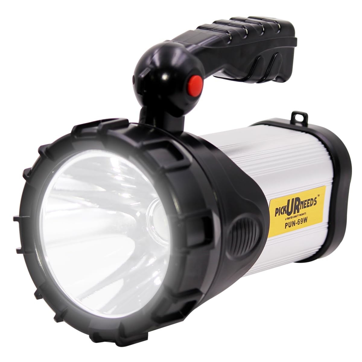 Pick Ur Needs Search LED Torch Light Long Range + Side Tube Emergency (Range 1 Km.) with Multi-Functional + Blinker Rechargeable Handheld Torch (Metal 100 Watt)1000 Lumen - Springkart 