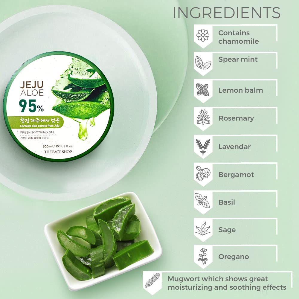 The Face Shop Non-Sticky Transparent 3 in 1 Aloe Fresh Soothing gel for Skin, Body and Hair | Pure Aloe Vera & Vitamin E for Skin and Hair | Korean Skin care products, 300ml - Springkart 
