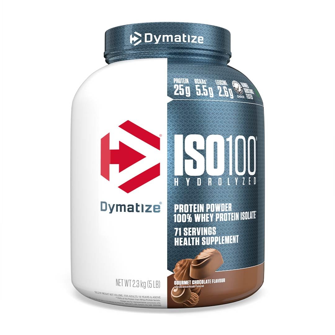 Dymatize Nutrition ISO100 Hydrolyzed Whey Protein Isolate | Fast-Digesting | Muscle Recovery Formula with Amino Acids | Low Sugar & Fat | Strawberry | 5 Lbs