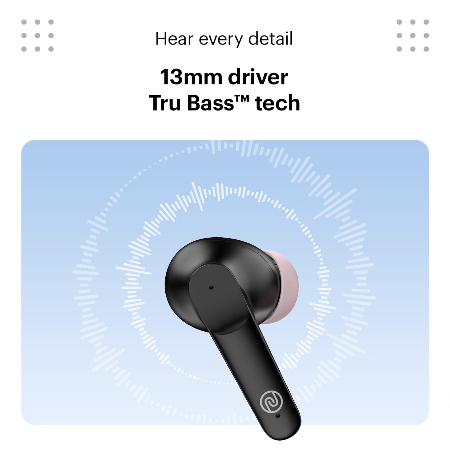 Noise Buds VS104 Truly Wireless Earbuds with 45H of Playtime, Quad Mic with ENC, Instacharge(10 Min=200 Min), 13Mm Driver, Low Latency, BT V5.2 (Charcoal Black)