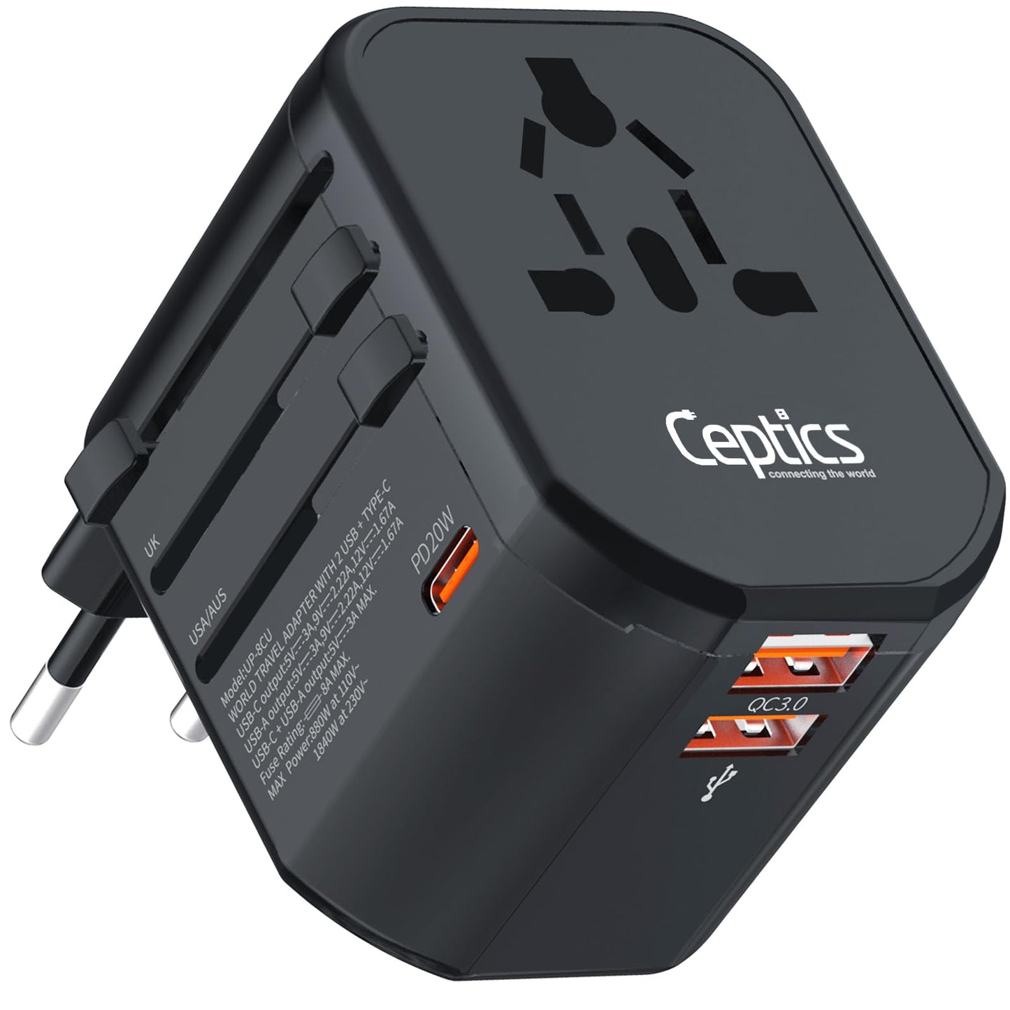 Ceptics UK Adapter for Indian Pins, India to UAE, Hong Kong, Dubai, UK Plug - Type G - Perfect for Laptop, Camera, Chargers - CE - RoHS - 3 Pack -White- Lifetime Limited Warranty