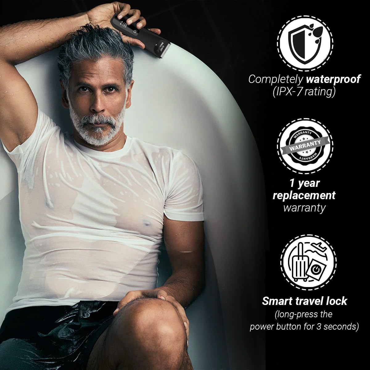 Zlade Ballistic TURBO 3.0 Full Body Manscaping Trimmer for Men | Beard, Body, Balls, Pubic Hair, Private Parts | IPX7 Waterproof, No Nicks or Cuts | 90 Mins Non Stop Runtime | 5 Mins Wireless or USB C Fast Charging | 2 Speed Turbo Mode for Beard or Body