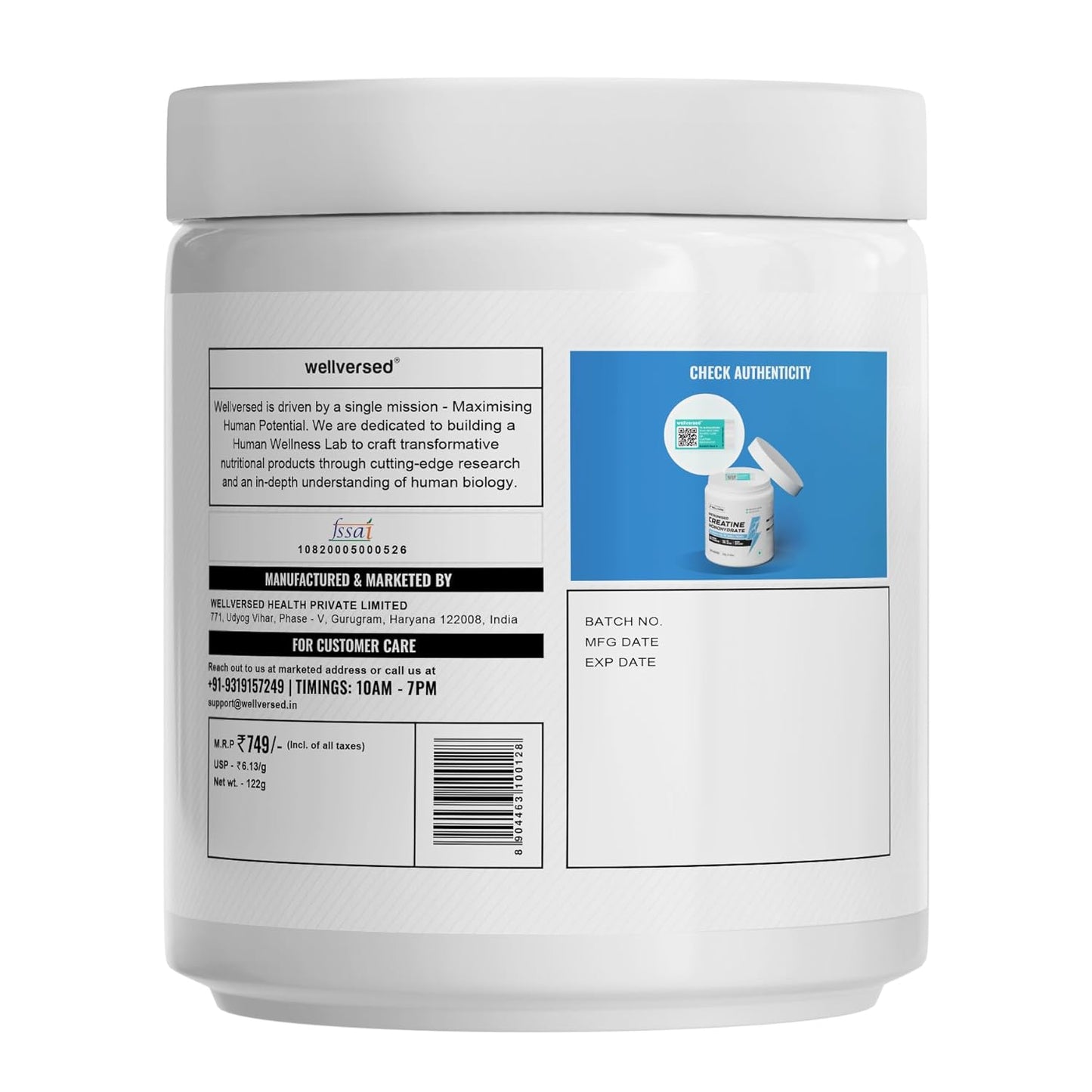 Wellcore - Pure Micronised Creatine Monohydrate,Tropical Tango (122g, 33 Servings), Rapid Absorption, Enhanced Muscle Strength & Power, Fast Recovery,Increased Muscle Mass