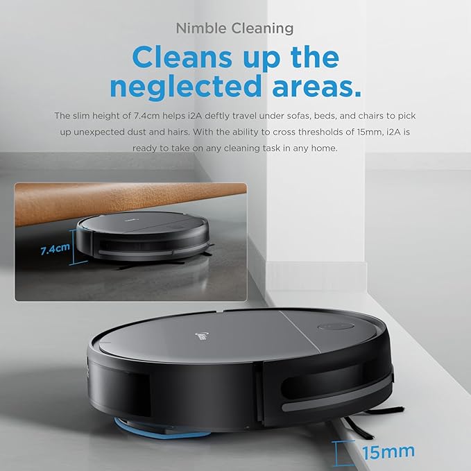Midea I2A Robotic Vacuum Cleaner with Remote |Wet & Dry |BLDC Motor | 1200Pa Strong Suction | Anti Fall Function | Anti-Collision & Auto Return Charge Function