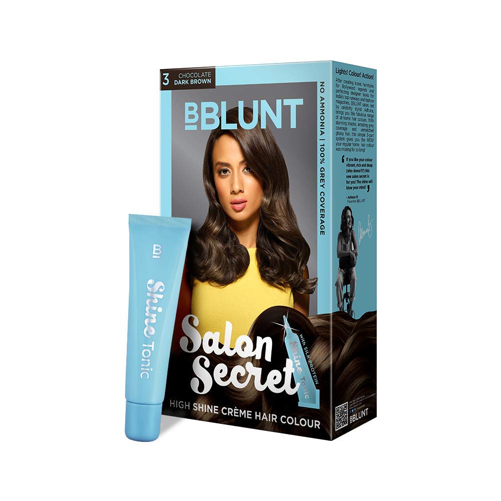 Bblunt Salon Secret High Shine Crã¨Me Hair Colour, 100G - Natural Black 1 (Pack Of 1)
