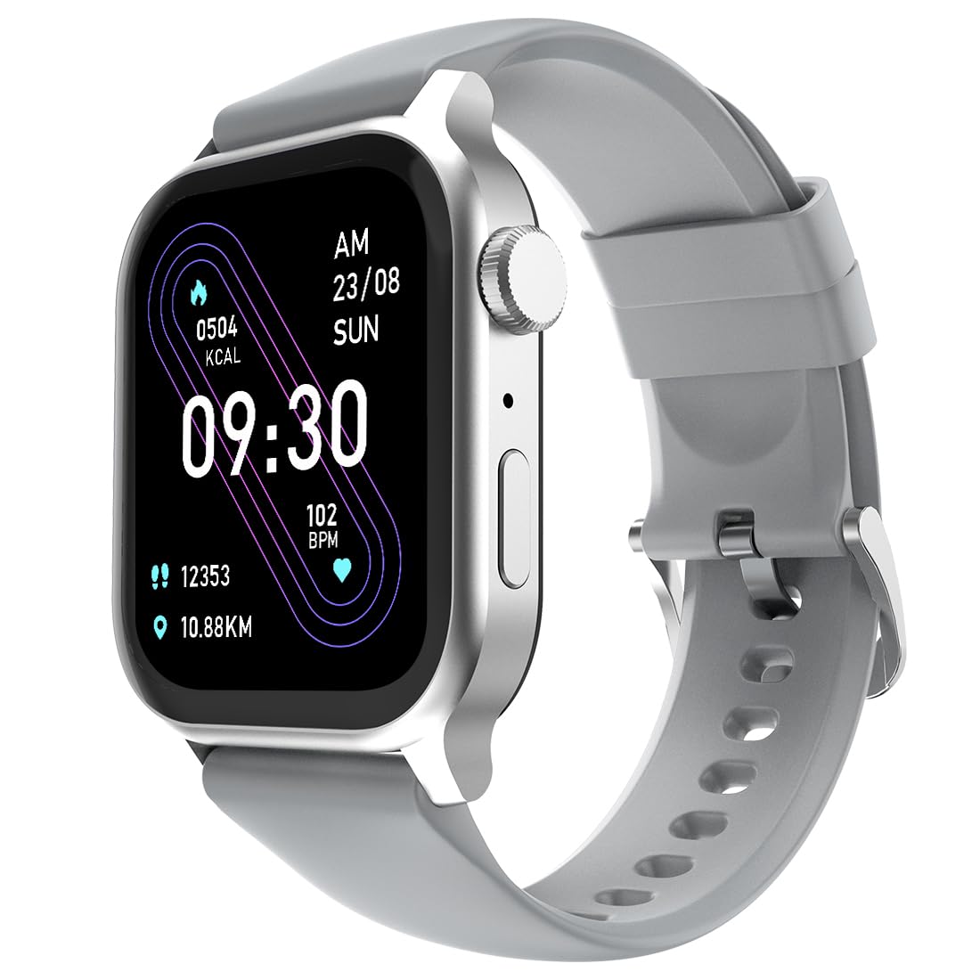 Fire-Boltt Rise Smart Watch 1.85″ with Bluetooth Calling, AI Voice Assistant, Rotating Crown, SpO2 & Heart Rate Monitor, 123 Sports Modes, IP67 Waterproof Metal Smartwatch for Men & Women - Black