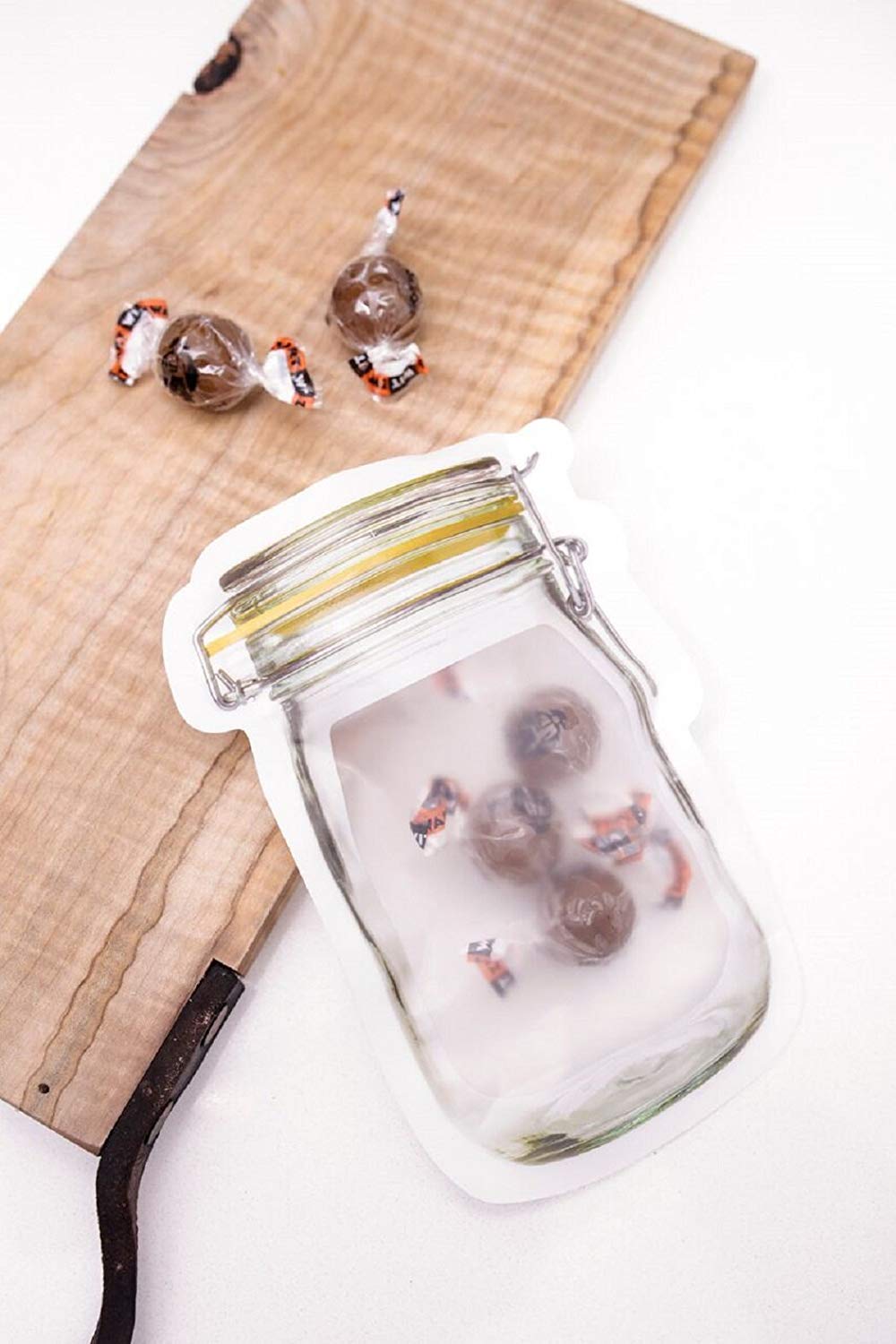 Reusable Airtight Seal Plastic Food Storage Mason Jar Zipper (150ml) - Springkart 