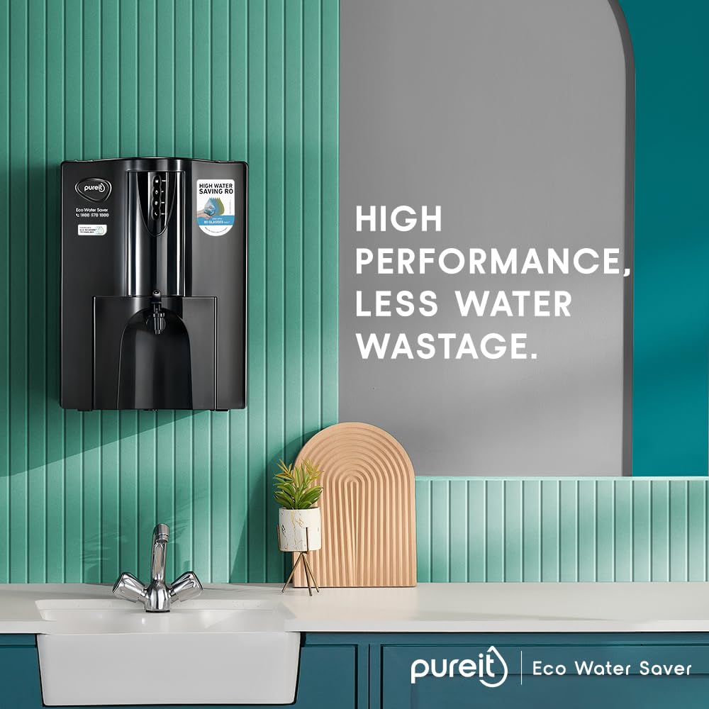 Pureit Eco Water Saver RO+UV+MF+Mineral | INR 1000 Off on Exchange | 7 stage | 10L | Upto 60% Water Savings | Suitable for Borewell, Tanker & Municipal Water | Table Top | Wall Mountable |Black