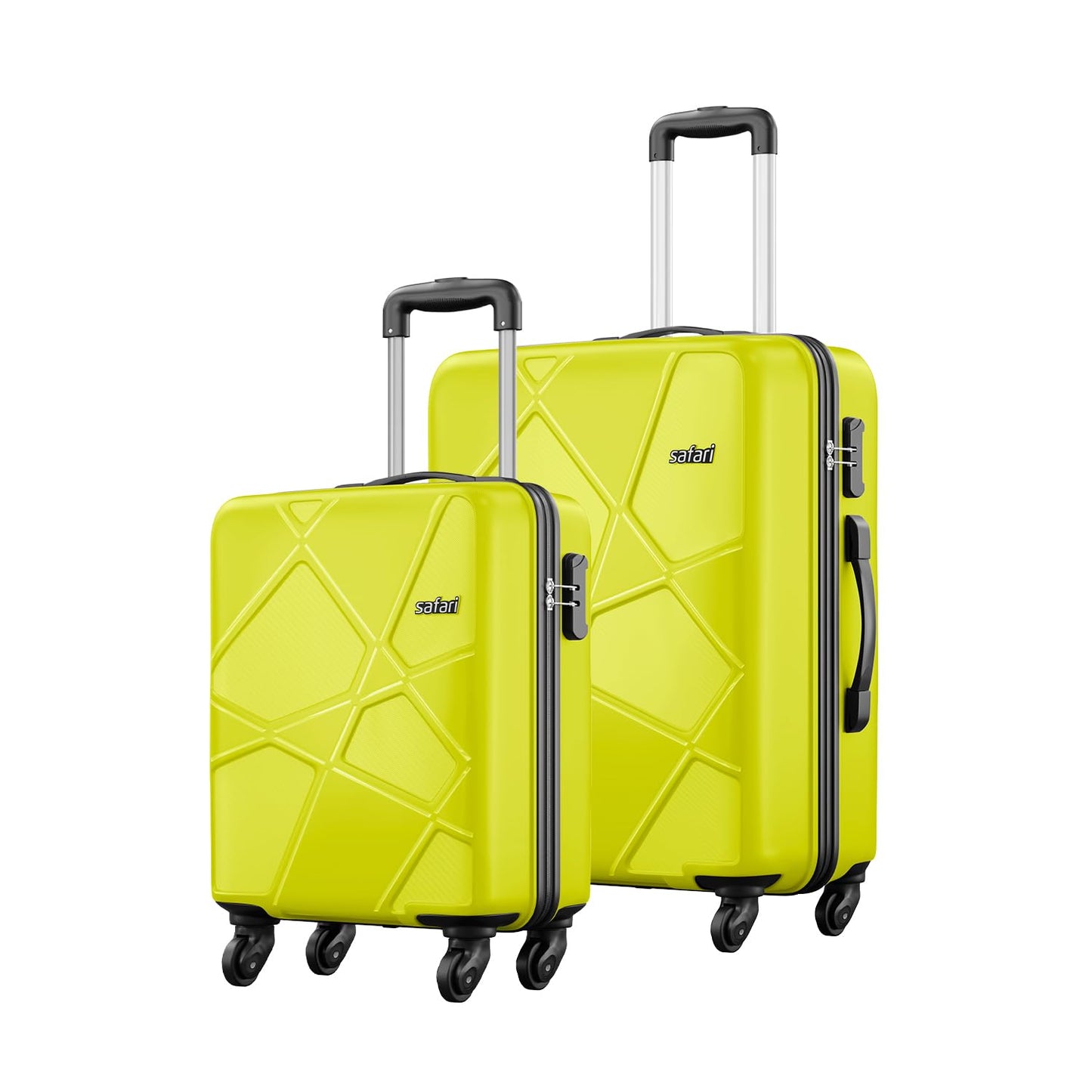 Safari Pentagon Set of 2, Cabin & Checkin Trolley Bags Hard Case Polypropylene 4 Wheels 360 Degree Wheeling System Luggage, Travel Bags, Suitcase for Travel, Trolley Bags for Travel, Dusk Green