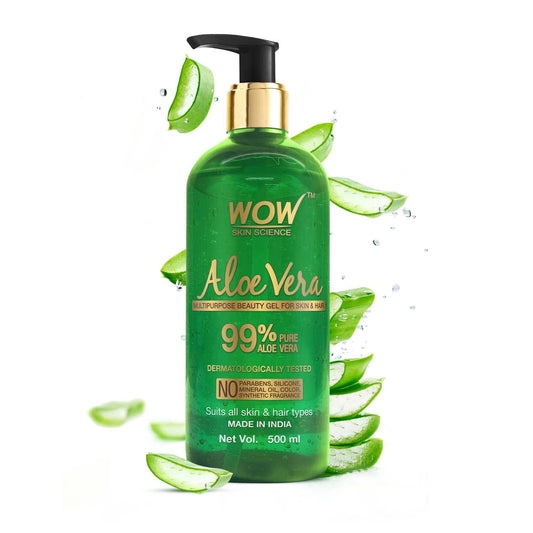 WOW Skin Science 99% Pure Aloe Vera Gel for Face, Skin & Hair - 500ml | Ultimate Gel For Glowing Skin | For Both Men and Women | No Parabens, Mineral Oils, Silicones, Color & Synthetic Fragrances