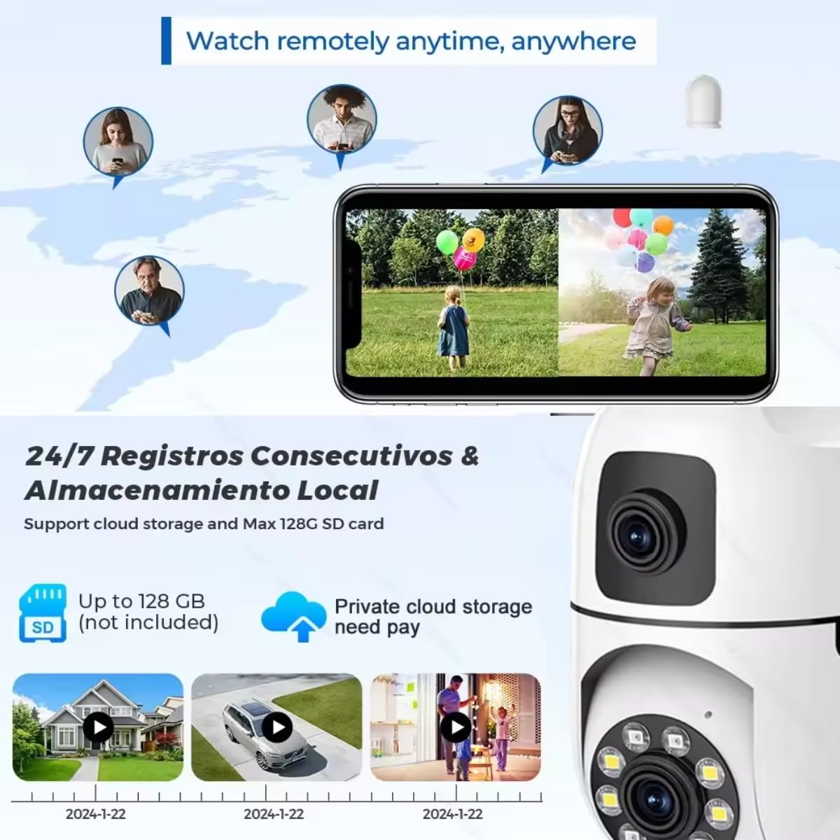 Maizic Smarthome Dual Lens 5+5 MP WiFi Security Camera Pack (2-Pack) – Indoor/Outdoor Wireless Home Surveillance, Night-Vision, Motion & Sound Detection, Two-Way Audio, Cloud & Micro-SD