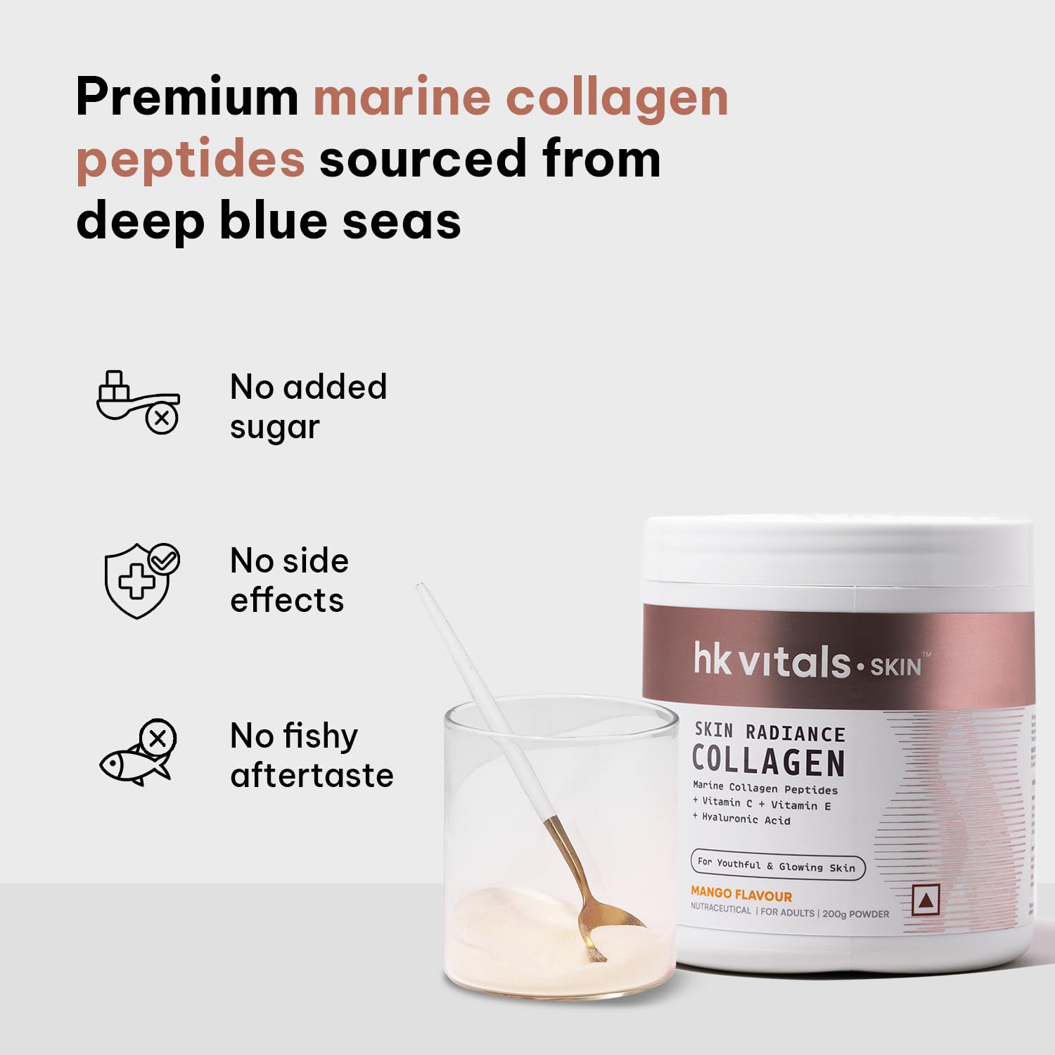 HealthKart hk vitals Skin Radiance Marine Collagen Supplement (Mango,200g) (Pack of 2)|With Biotin,Vitamin C & E for Healthy Skin & Hair,powder,2 count,25 Servings - Springkart 