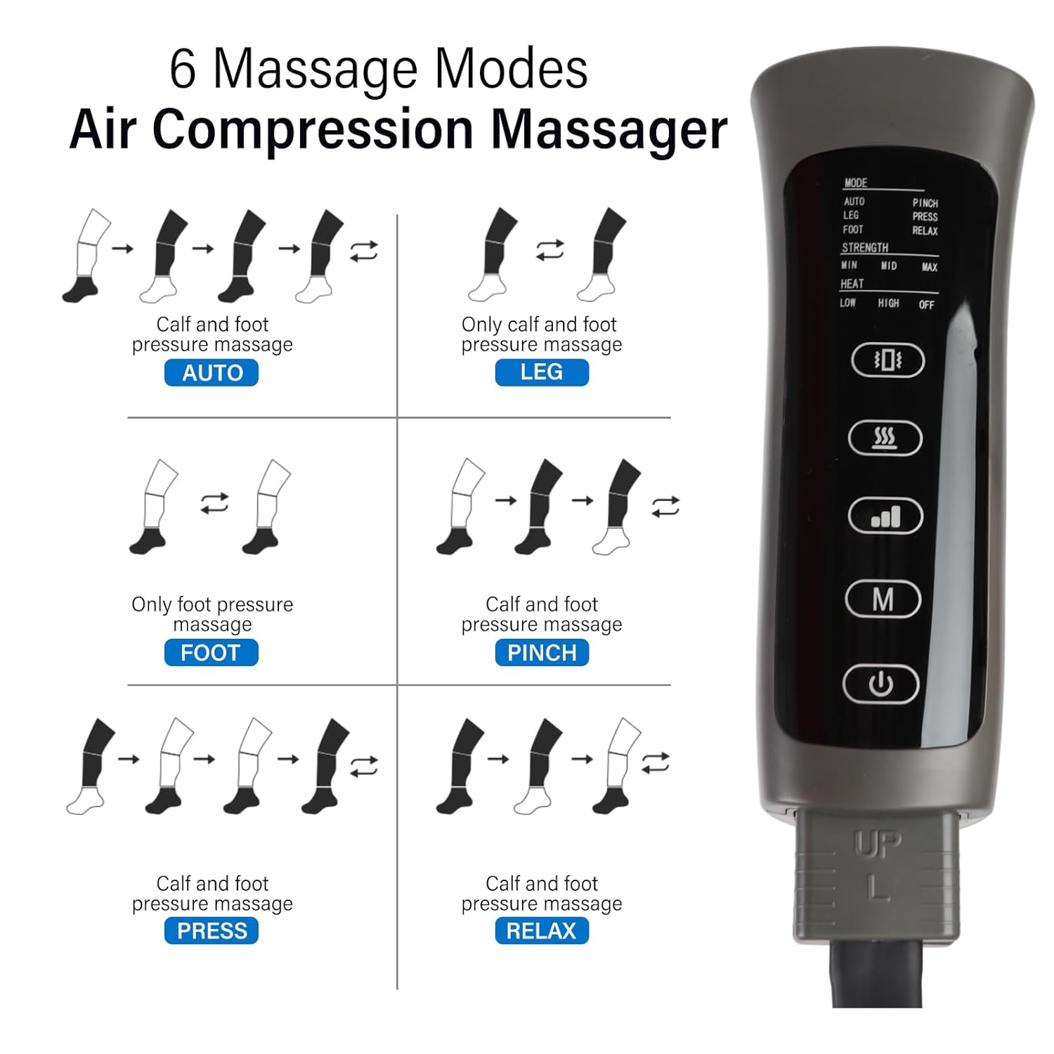 Leg Massager for Circulation and Pain Relief Thigh Compression Massager with 6 Modes 3 Vibration Knee Massage with Heat Leg Circulation Machine for Thigh Calf and Feet Relaxation Gifts for Mom Dad