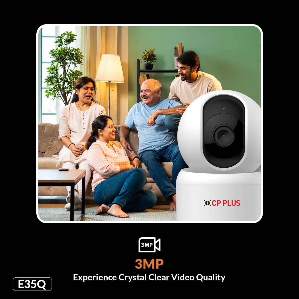 CP PLUS 3MP Full HD Smart Wi-Fi CCTV Camera | 360° Pan & Tilt | CTC Cyber Secure Tech | View & Talk | Motion Tracking | Night Vision | SD Card (Up to 256GB) | Alexa & OK Google | CP-E35Q