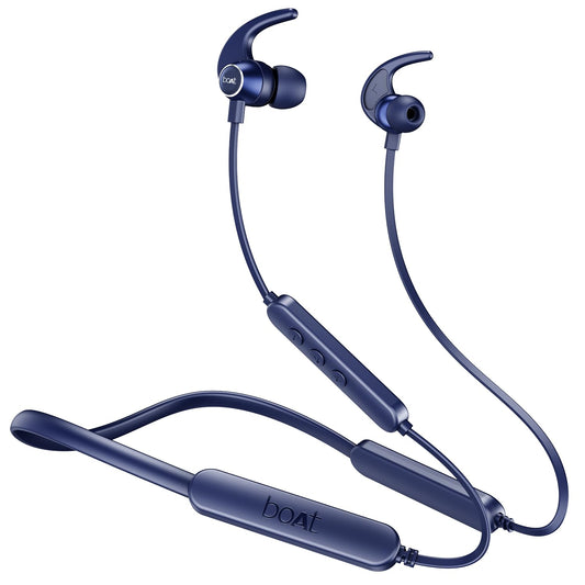 boAt Rockerz 255 Pro+, 60HRS Battery, Fast Charge, IPX7, Dual Pairing, Low Latency, Magnetic Earbuds, in Ear Bluetooth Neckband, Wireless with Mic Earphones (Navy Blue) - Springkart 