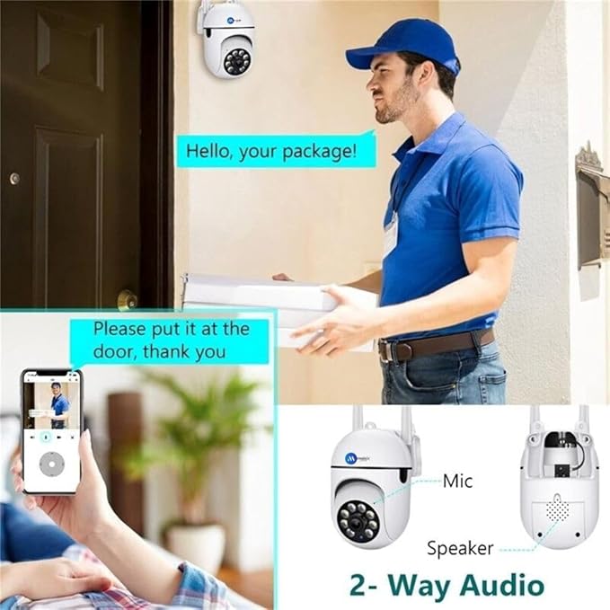 Maizic Smarthome Pack of 2 WiFi Mini PTZ Cameras 3MP | Dual Indoor/Outdoor Security Set, 360° Pan-Tilt Zoom, Color Night Vision, Two-Way Audio, AI Motion Alerts, Multi-User Live View