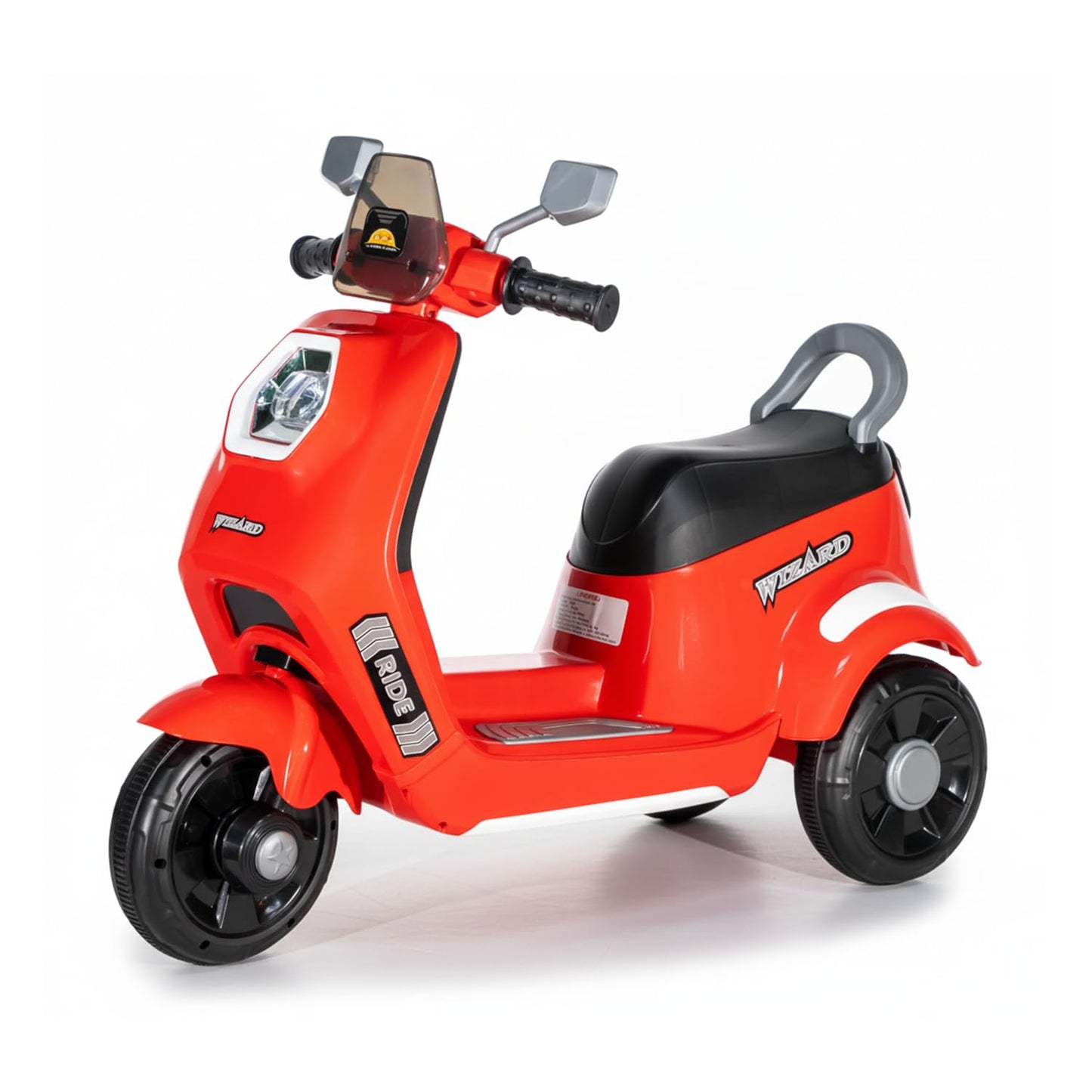 Toyzone Wizard Electric Scooty | Rechargeable Scooty 6V | Powered by 6.5 ah Battery | Music Player with Bluetoooth & USB | 6 Month Warranty on Battery | Make in India | for Kids 2+ Years (Red)