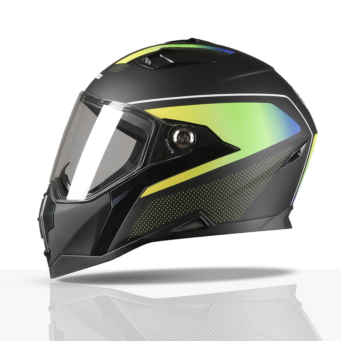 TVS Racing Anti Matter Full Face Helmet for Bike & Motorcycle Riders-DOT & ISI Certified-Lightweight ABS Shell, UV Resistant-Ventilated Comfort Liner, Quick-Release Visor & Chin Strap